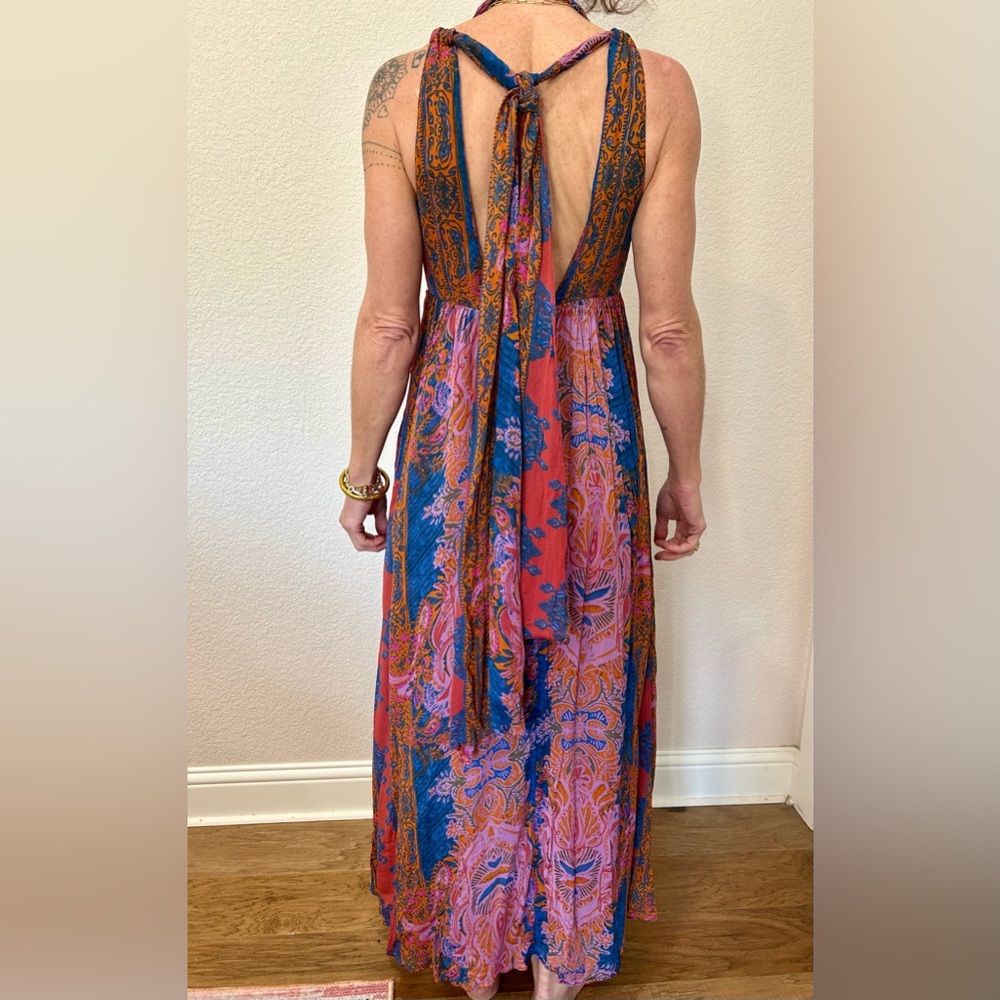 Free People Vibrant Red and Blue Maxi Dress - Picture 3 of 4